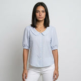 Blusa a Rayas con Cuello Redondo para Conforto Diario