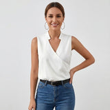 Blusa cruzada sin mangas con escote en V
