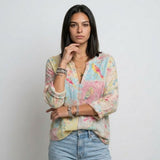 Blusa Estampada con Escote en V para Conforto Ligero
