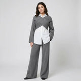 Conjunto Femenino con Falda Midi y Capas Modernas para Conforto Urbano
