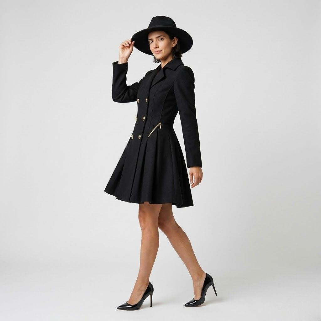 Vestido Blazer Estructurado con Botones Frontales para Elegancia Formal