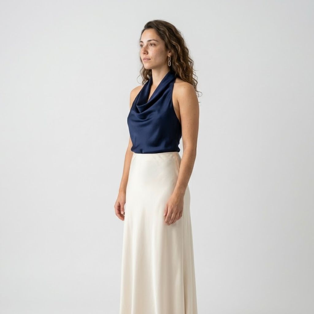 Top Fluido con Escote Drapado y Corte Elegante Sin Mangas