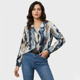 Blusa fluida estampada en mezcla de viscosa | Corte suelto | Estilo contemporáneo