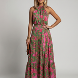 Rowen | Vestido midi halter drapeado