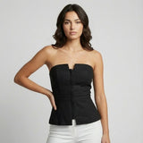 Top bustier elegante en viscosa estructurada | Corte entallado con peplum | Sofisticación moderna