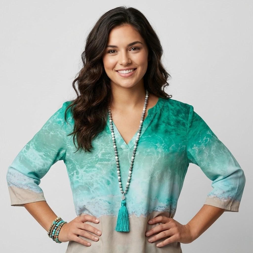 Blusa fluida con efecto degradado | Corte suelto | Estilo bohemio elegante
