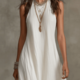 Vestido maxi bohemio sin mangas de caída fluida