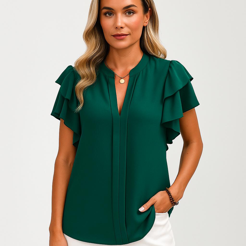 Blusa ligera con mangas en capas y escote en V