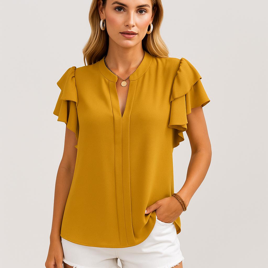 Blusa ligera con mangas en capas y escote en V