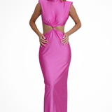 Solenne | Vestido maxi ajustado sin mangas con cuello alto para mujer