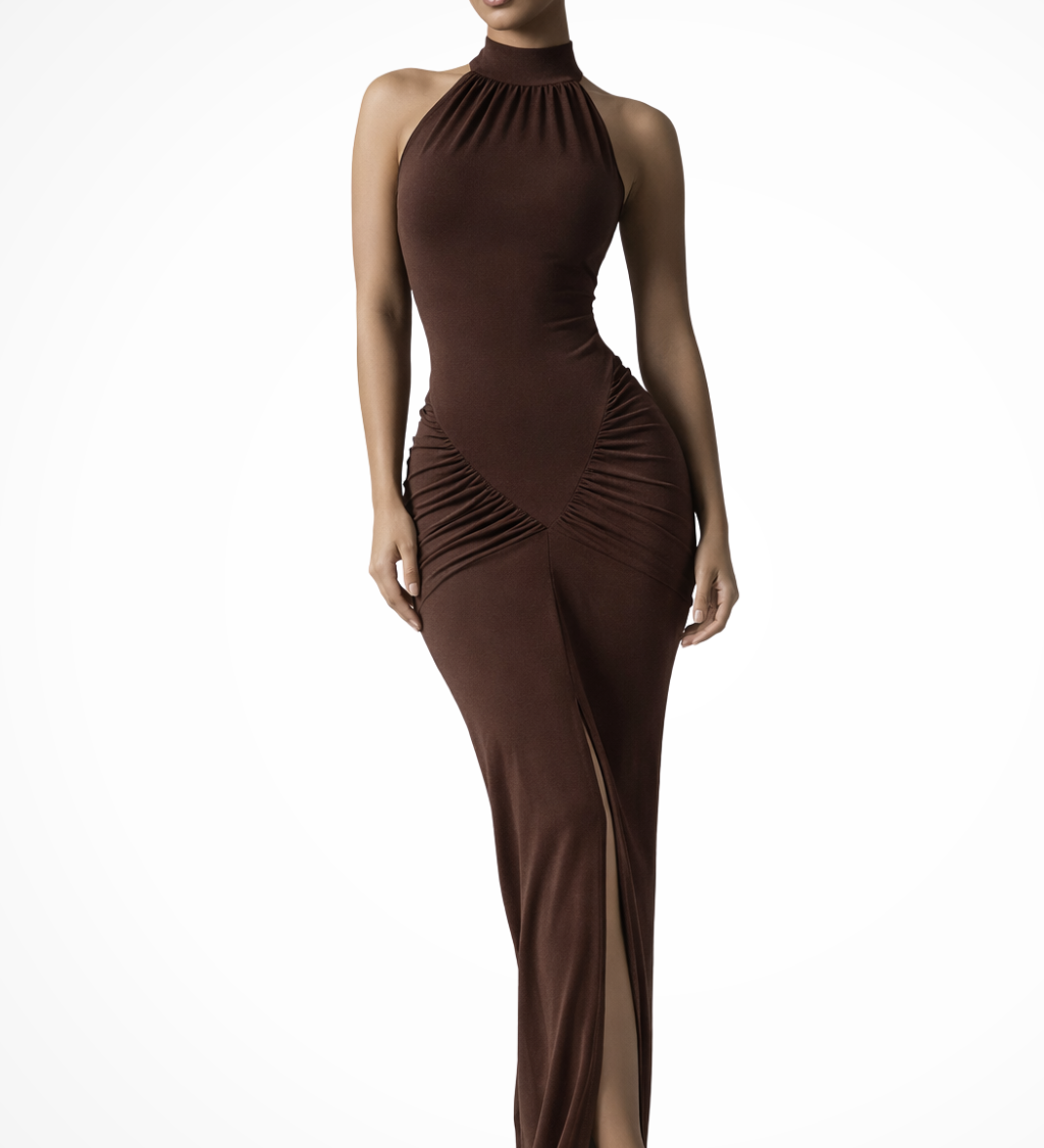 Ravelle | Vestido Maxi de Fiesta de Bebé con Escote Halter y Abertura Frontal