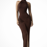 Ravelle | Vestido Maxi de Fiesta de Bebé con Escote Halter y Abertura Frontal