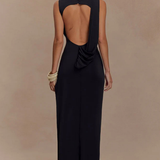 Ines | Vestido maxi sin mangas con escote redondo y abertura en la espalda