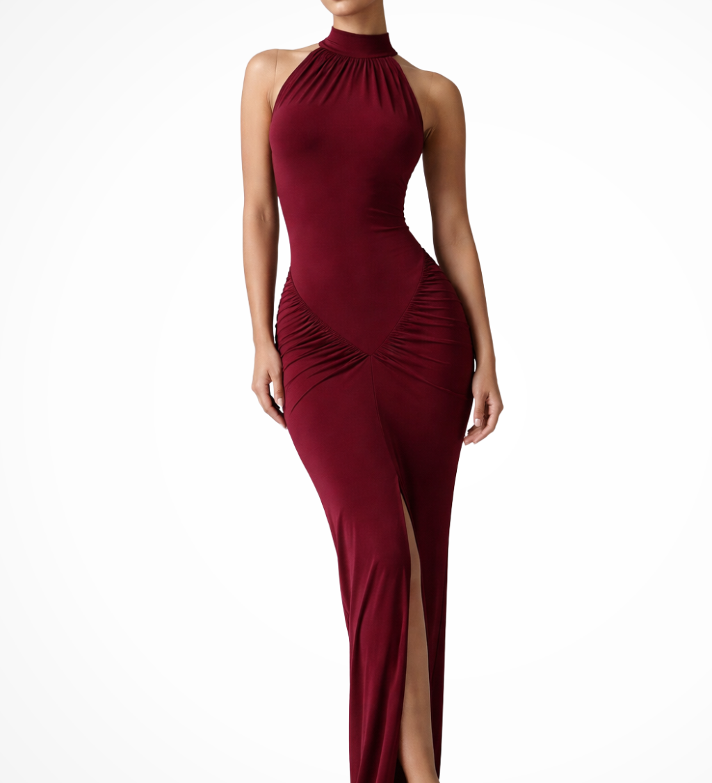 Ravelle | Vestido Maxi de Fiesta de Bebé con Escote Halter y Abertura Frontal