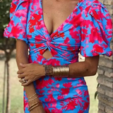 Sophia | Vestido midi de verano con mangas abullonadas estampado para mujer