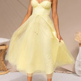 Florencia | Vestido midi de tul con corsé para invitadas de boda