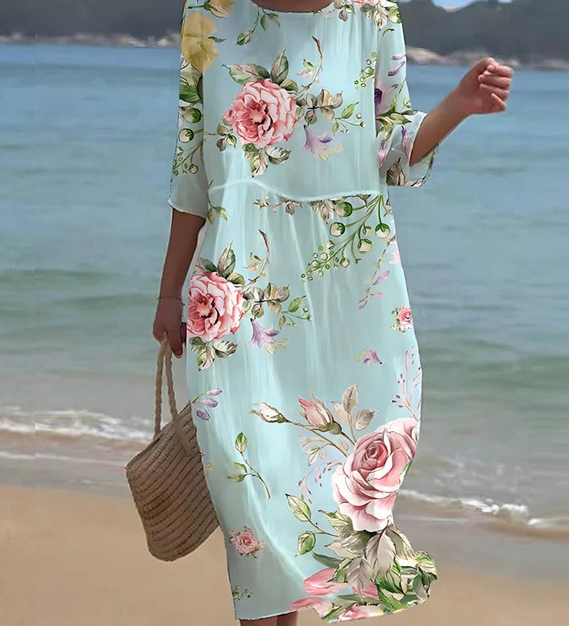 Miranda - Vestido elegante con patrón floral que disimula el abdomen
