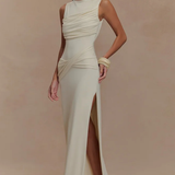 Ines | Vestido maxi sin mangas con escote redondo y abertura en la espalda