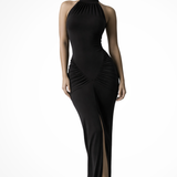 Ravelle | Vestido Maxi de Fiesta de Bebé con Escote Halter y Abertura Frontal