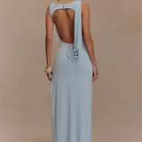 Ines | Vestido maxi sin mangas con escote redondo y abertura en la espalda