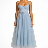 Florencia | Vestido midi de tul con corsé para invitadas de boda