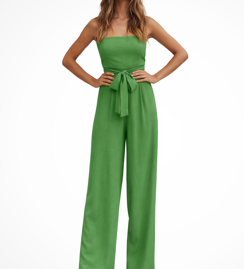 Lyra | Conjunto de Top Corto Bandeau Sin Mangas y Pantalones de Pierna Ancha de Cintura Alta para Mujer