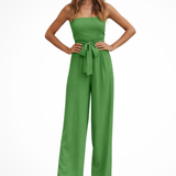 Lyra | Conjunto de Top Corto Bandeau Sin Mangas y Pantalones de Pierna Ancha de Cintura Alta para Mujer