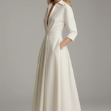 Suzan | Vestido ajustado de media longitud con cuello y botones en la parte delantera