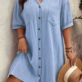 Rosalind | Vestido de camisa de manga corta para mujer