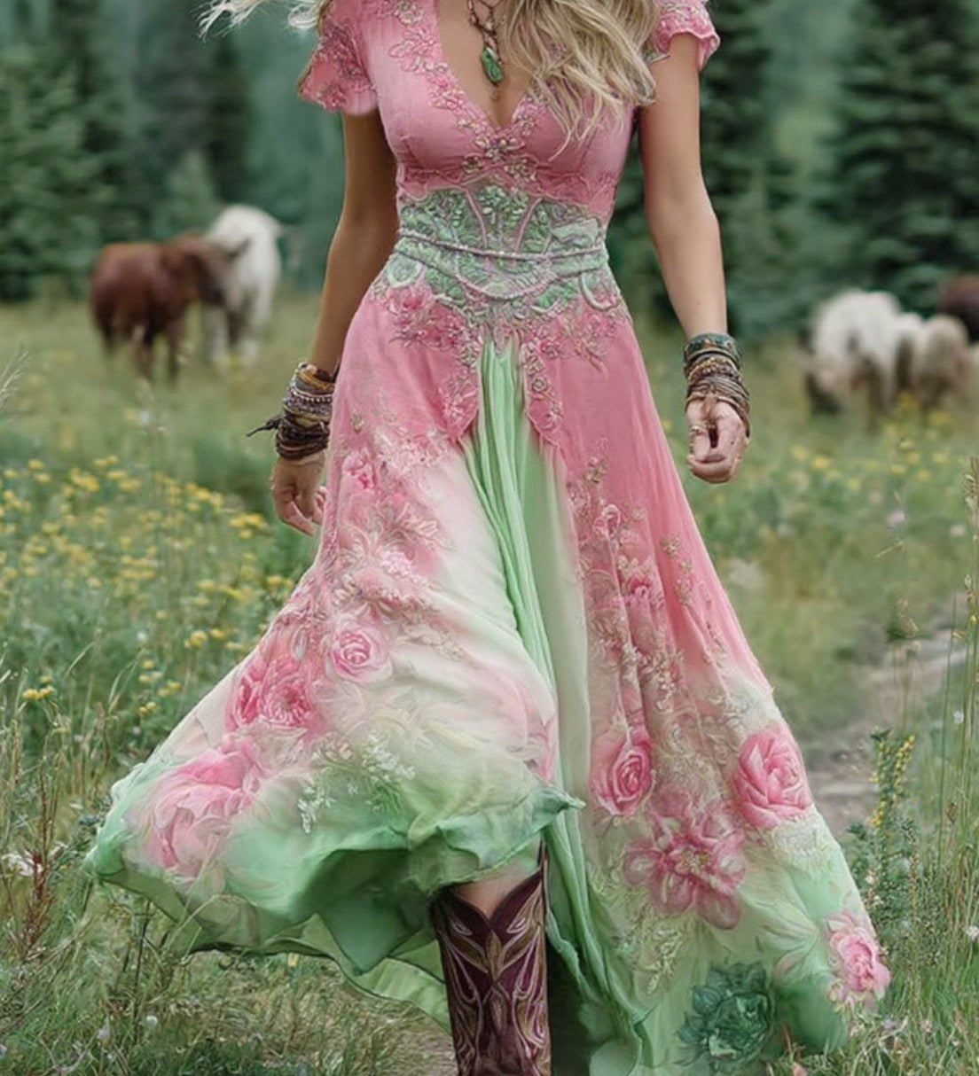 Mavis™ – Vestido maxi elegante con patrón floral