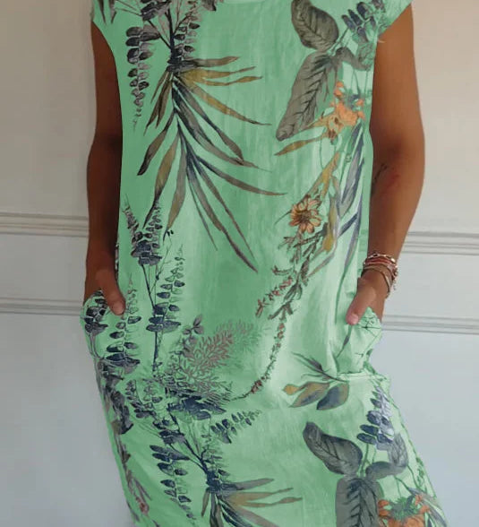 Vestido de verano para señora con bolsillos y estampado vibrante
