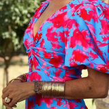 Sofija | Vestido midi de verano con mangas abullonadas para mujer