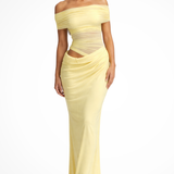 Faith | Vestido Maxi Bodycon de Malla con Hombros Descubiertos para Invitadas de Boda