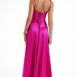 Lorenna | Vestido maxi de satén con corsé para invitadas de boda