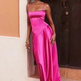 Lorenna | Vestido maxi de satén con corsé para invitadas de boda
