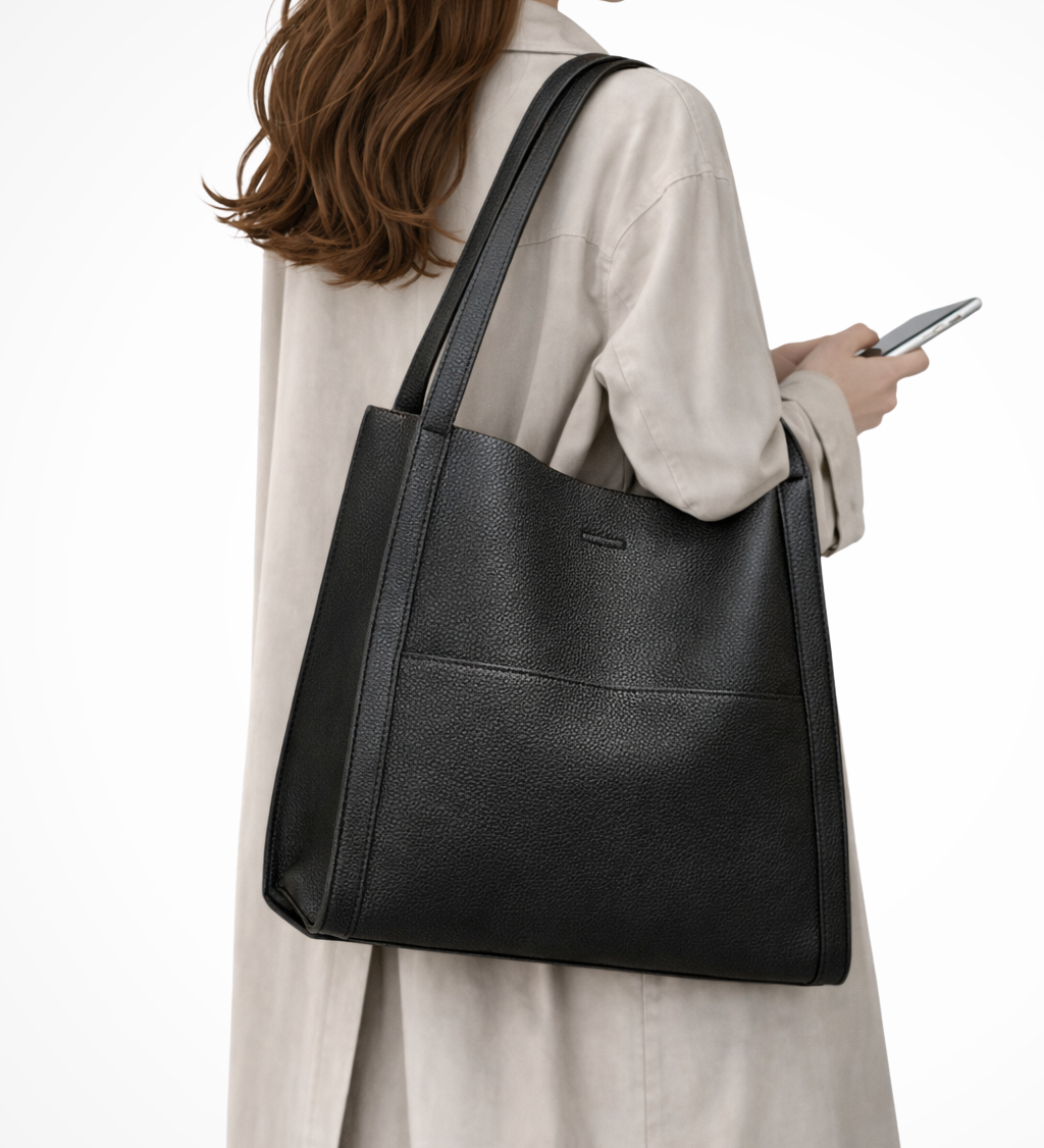 Neva | Bolsa de Hombro Texturizada con Bolsillo Frontal Estructurado para Mujeres