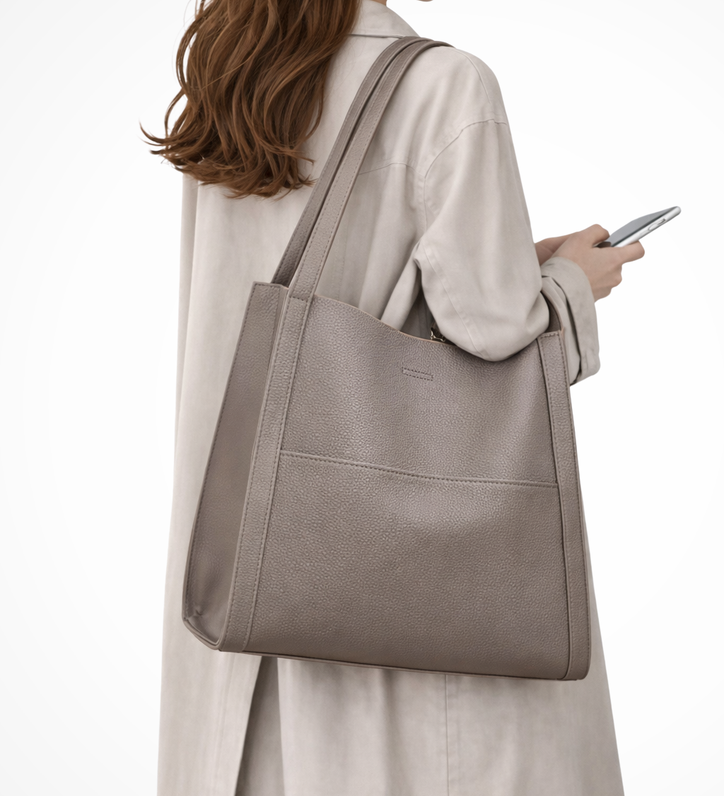 Neva | Bolsa de Hombro Texturizada con Bolsillo Frontal Estructurado para Mujeres