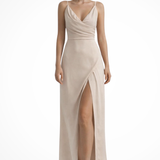 Selvara | Vestido maxi de invitada de boda para mujer con parte superior drapeada