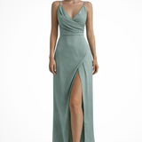 Selvara | Vestido maxi de invitada de boda para mujer con parte superior drapeada