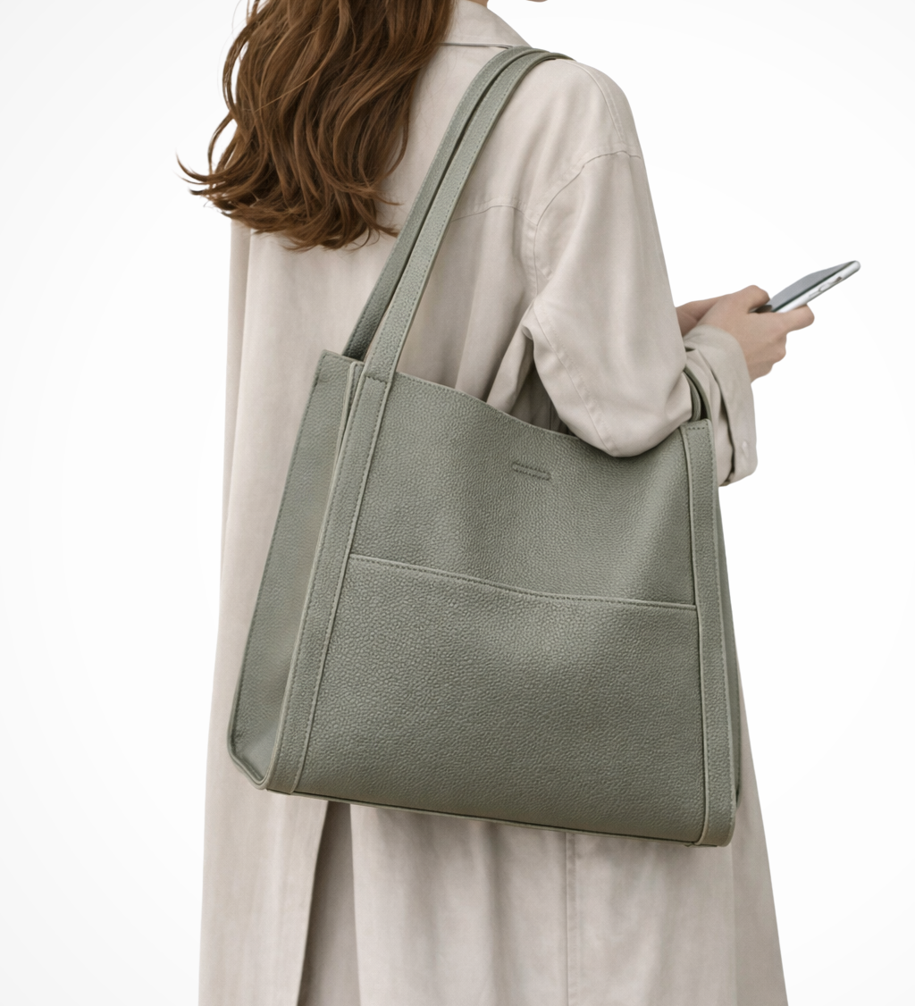 Neva | Bolsa de Hombro Texturizada con Bolsillo Frontal Estructurado para Mujeres