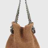 Briar | Bolsa de Hombro de Paja Tejida con Correa de Contraste para Mujeres