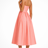 Klementīne | Vestido midi de invitada de boda con escote cuadrado y acampanado