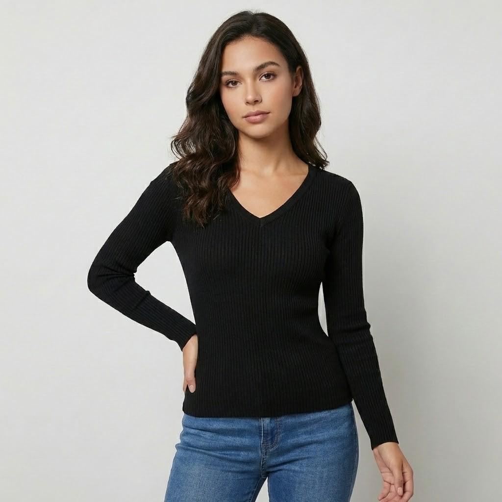 Camiseta de canalé de inspiración elegante | Corte ajustado | Esencial contemporáneo