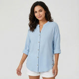 Blusa fluida en mezcla de algodón | Corte suelto | Elegancia desenfadada