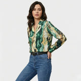 Blusa fluida estampada en mezcla de viscosa | Corte suelto | Estilo contemporáneo