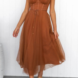 Florencia | Vestido midi de tul con corsé para invitadas de boda
