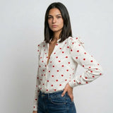 Blusa con Volantes Frontales para Elegancia Femenina