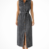 Lottie | Vestido maxi sin mangas con botones y abertura para mujer