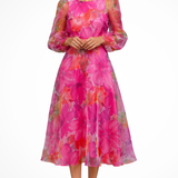 Genevieve | Vestido Midi de Flores con Mangas Abullonadas para Invitadas de Boda