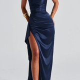 Avelisse | Vestido Maxi de Tirantes Espagueti con Fruncidos y Corte Alto para Invitadas de Boda
